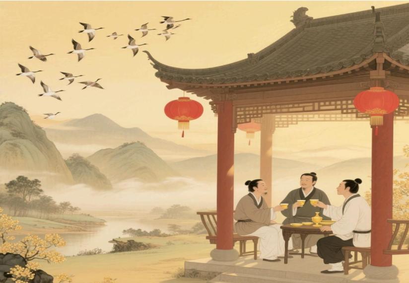 他乡共酌金花酒，万里同悲鸿雁天