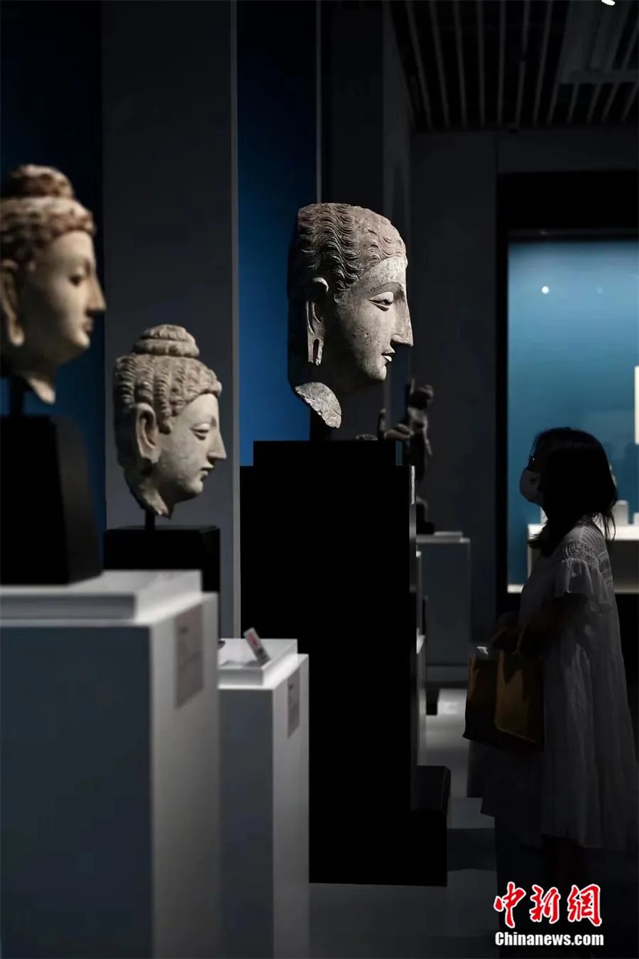 观众欣赏犍陀罗佛像。吴文化博物馆供图