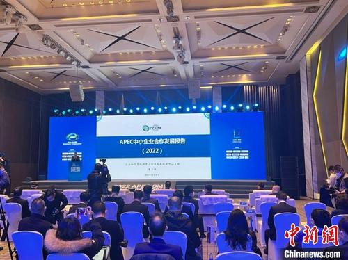 中国侨网图为《APEC中小企业合作发展报告（2022）》发布现场。　朱族英　摄